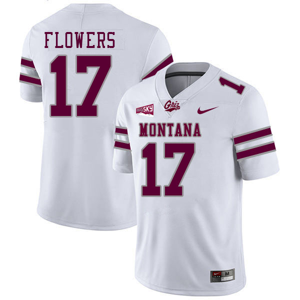 Montana Grizzlies #17 Luke Flowers College Football Jerseys,Uniforms Stitched Sale-White